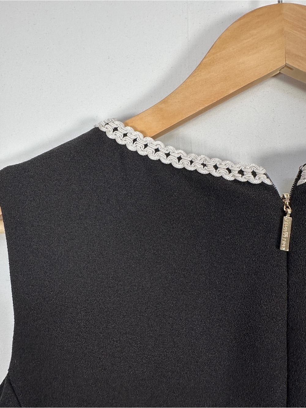 Karl Lagerfeld Black Dress Sleeveless Midi Contrast Trim Work Office Size M - Picture 6 of 8